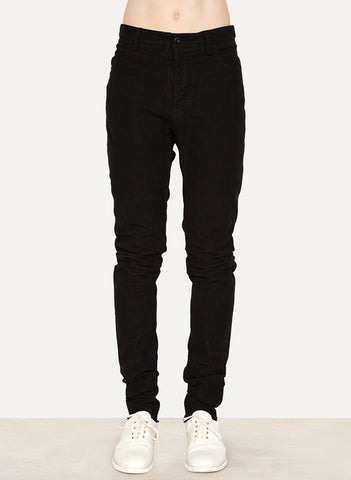 Black Cotton Moleskin Spiral Slim Pant