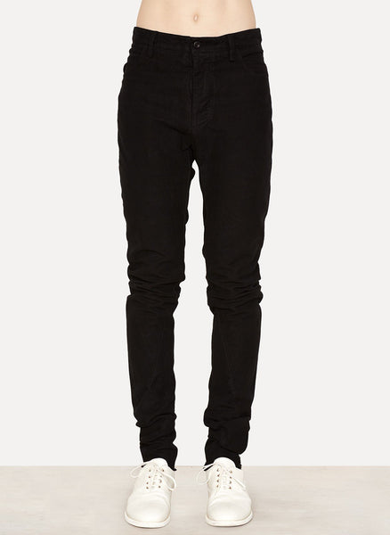 Black Cotton Moleskin Spiral Slim Pant