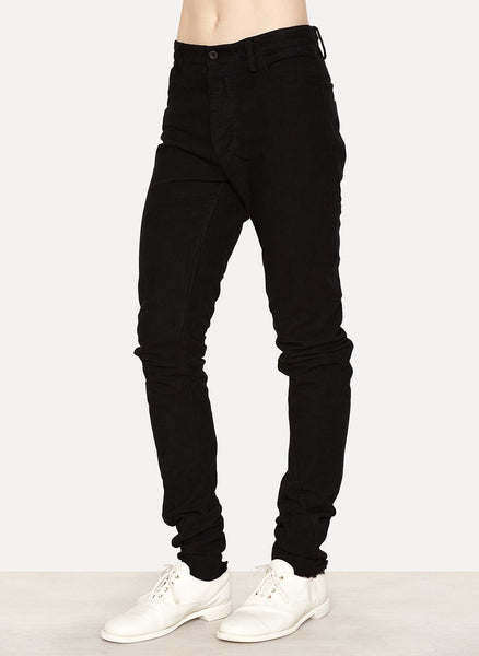Black Cotton Moleskin Spiral Slim Pant