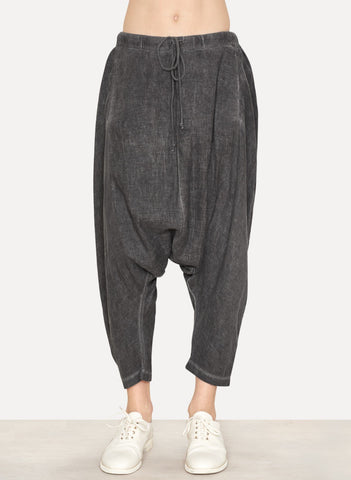 Cold Black Linen Cotton Soft Over Pant