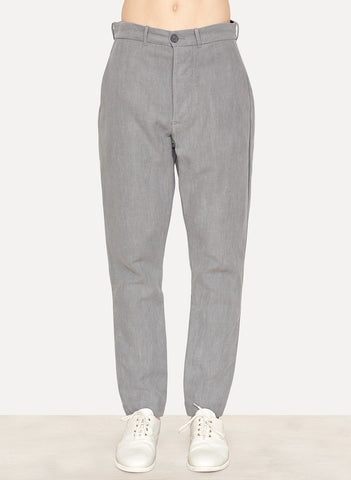 Grey Cotton Linen Straight Leg Pant