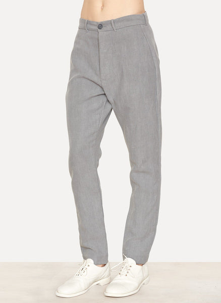 Grey Cotton Linen Straight Leg Pant