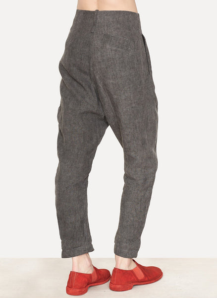 Cold Black Thermo Needle Hemp Folded Front Pant