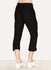 Black Linen Felpa Uneven Cropped Pant