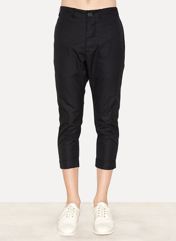 Black Cotton Cropped Slim Pant