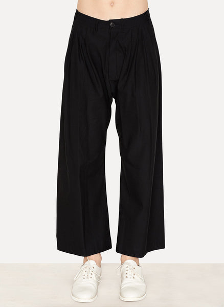 Black Paper Twill Wide Trousers