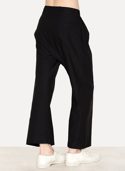 Black Paper Twill Wide Trousers