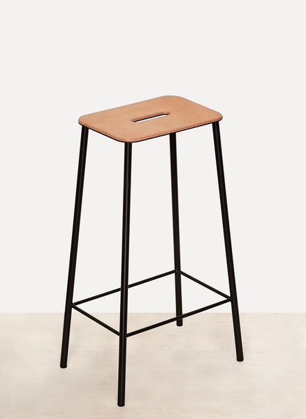 Matte Black Leather Adam Stool