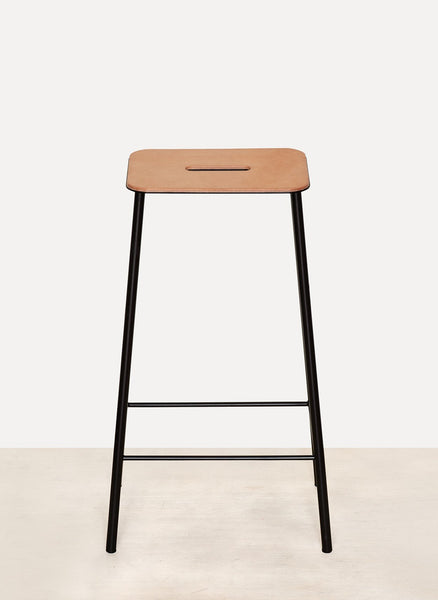 Matte Black Leather Adam Stool