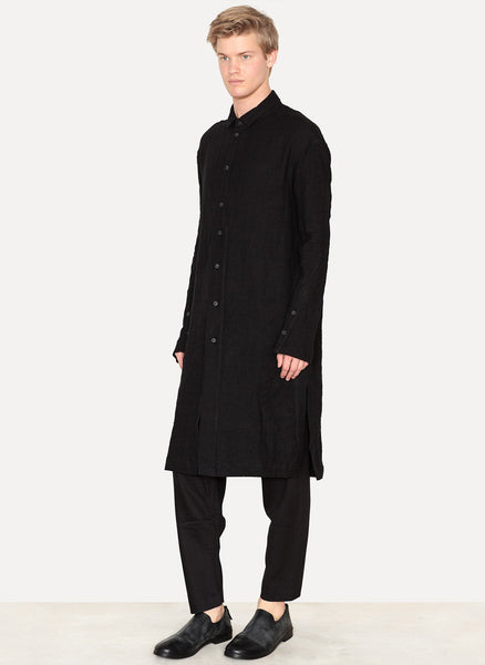 Black Hemp Wool Long Shirt