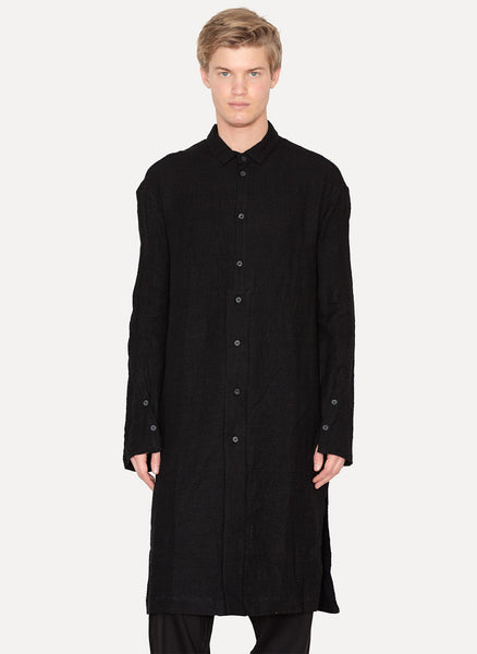 Black Hemp Wool Long Shirt