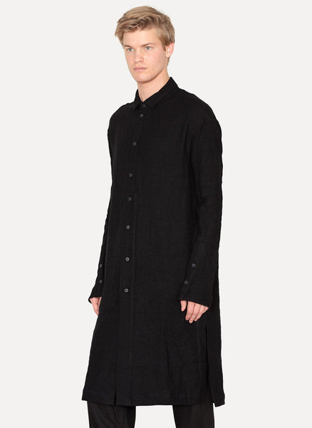 Black Hemp Wool Long Shirt