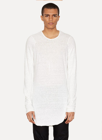 White Linen Jersey Intarsia T-Shirt