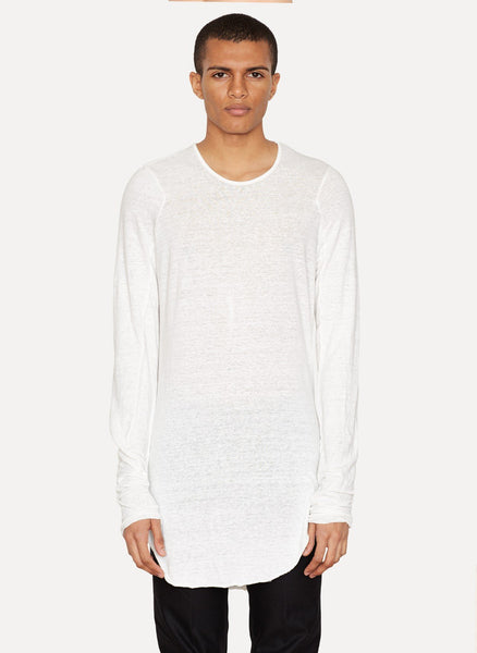 White Linen Jersey Intarsia T-Shirt