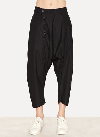 Black Light Paper Cotton Side Button Pant