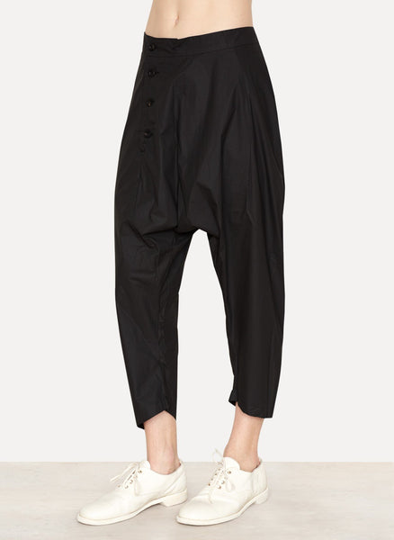 Black Light Paper Cotton Side Button Pant