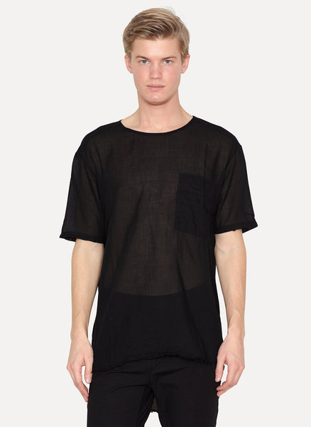 Black Cotton Voile Over T-shirt