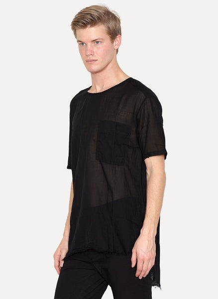 Black Cotton Voile Over T-shirt