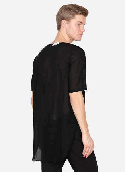 Black Cotton Voile Over T-shirt