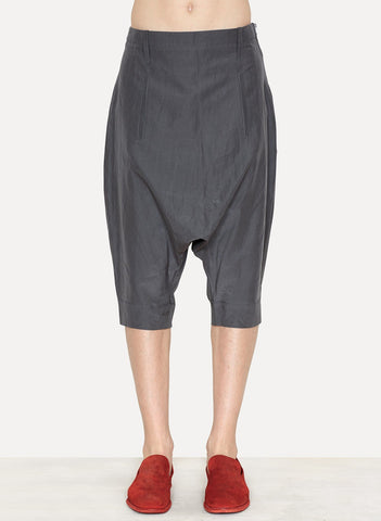 Grey Silk Cotton Sarouel Short