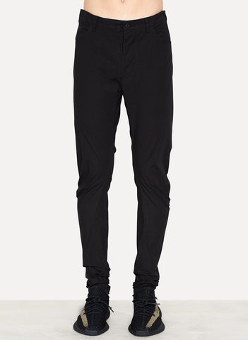 Black Cotton Stretch Spiral Slim Pant