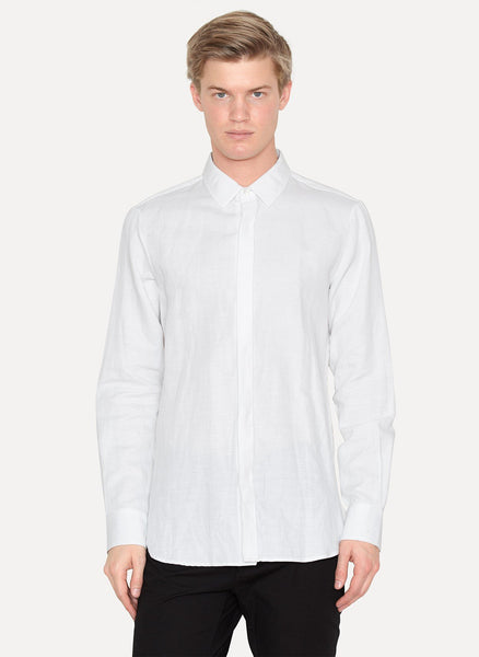 White Cotton Linen Shirt Barnes