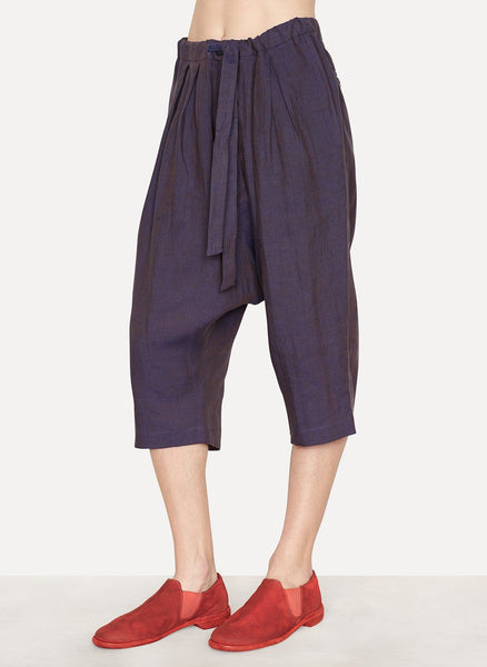 Dark Orchid Linen Triple Pleat Trouser