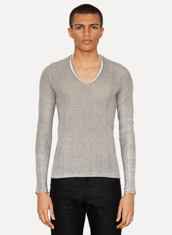 Linen Cotton Printed Arched Sweater