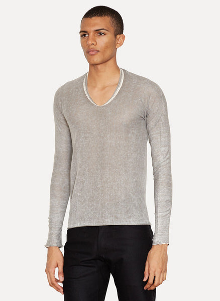 Linen Cotton Printed Arched Sweater