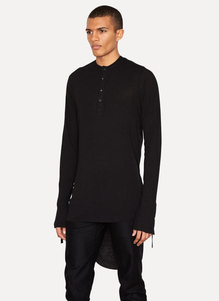 Rough Silk Henley Long Sleeve T-shirt