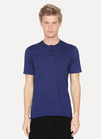 Cobalt Cotton Slub Henley Top