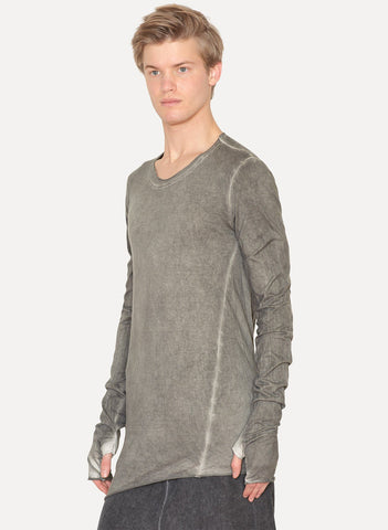 Dark Khaki Asymmetric Collar T-Shirt