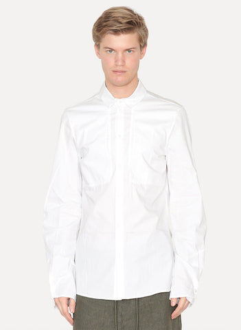 White Cotton Poplin Pocket Shirt