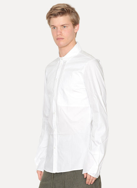 White Cotton Poplin Pocket Shirt