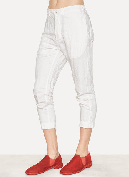 Ivory Linen Cropped Slim Pant