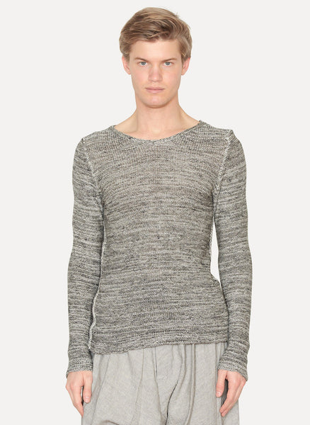 Grey White Linen Cotton Knit Pullover