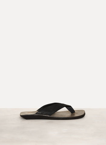 Black Calf Leather Thong