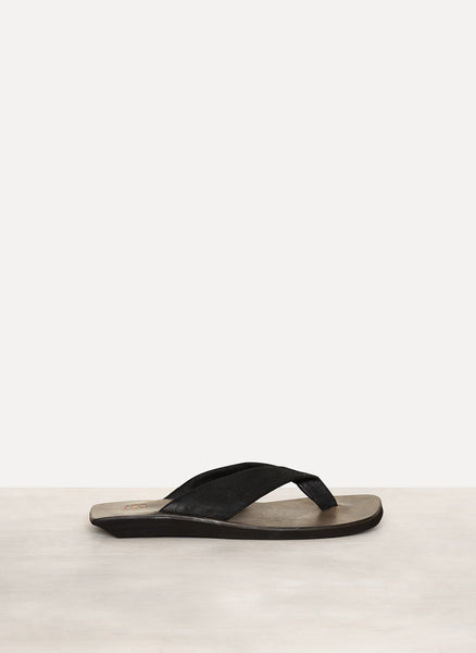Black Calf Leather Thong