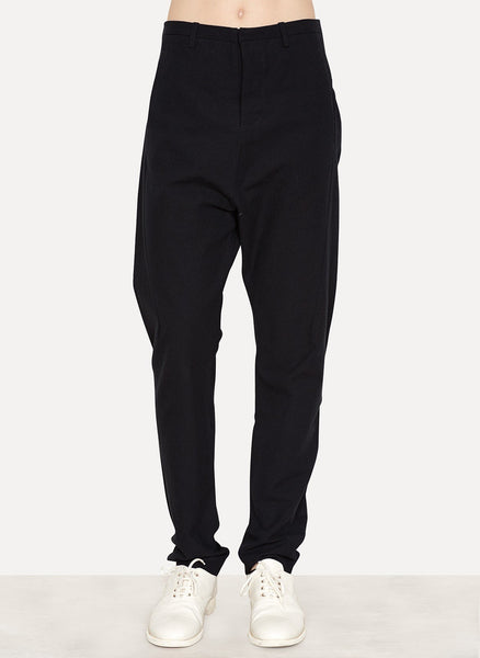 Black Rough Cotton Ramie Trouser