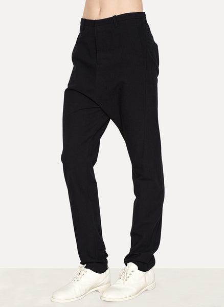 Black Rough Cotton Ramie Trouser
