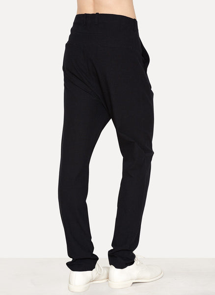 Black Rough Cotton Ramie Trouser