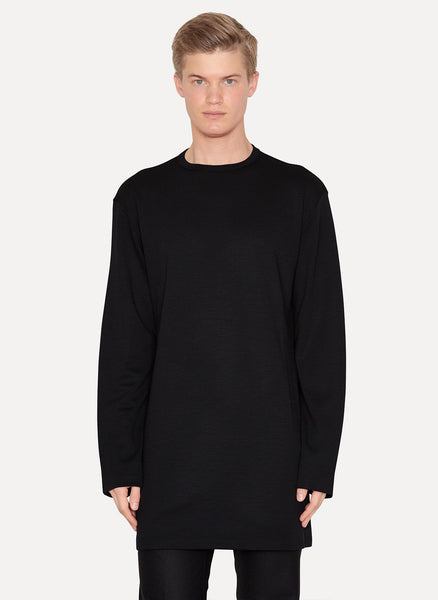 Black Wool Jersey Long Sleeve T-Shirt