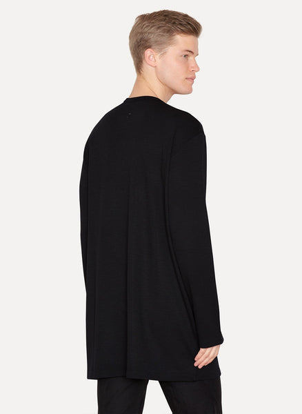 Black Wool Jersey Long Sleeve T-Shirt