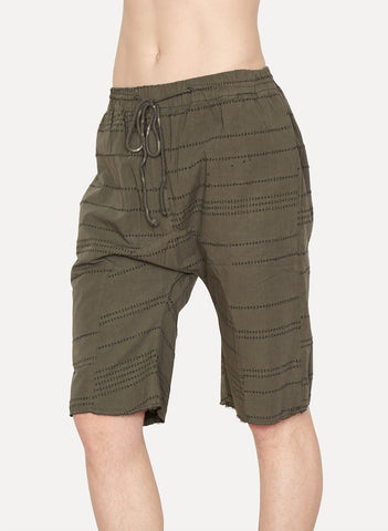 Green Laser Cut Double Layer Shorts