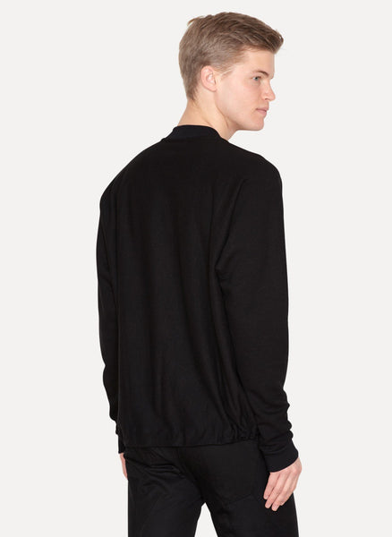 Black Linen Cotton Crewneck Sweat