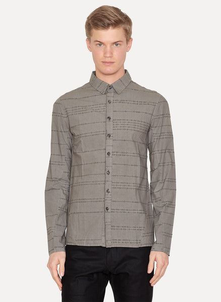 Laser Burned Grey Button Down Shirt