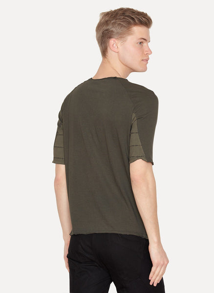 Laser Burned Green Henley Shirt