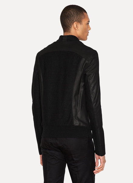 Boga Lambskin Knit Trim Blouson Jacket