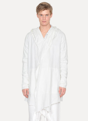 White Linen Hooded Cardigan