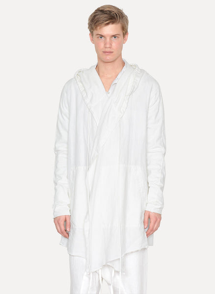White Linen Hooded Cardigan